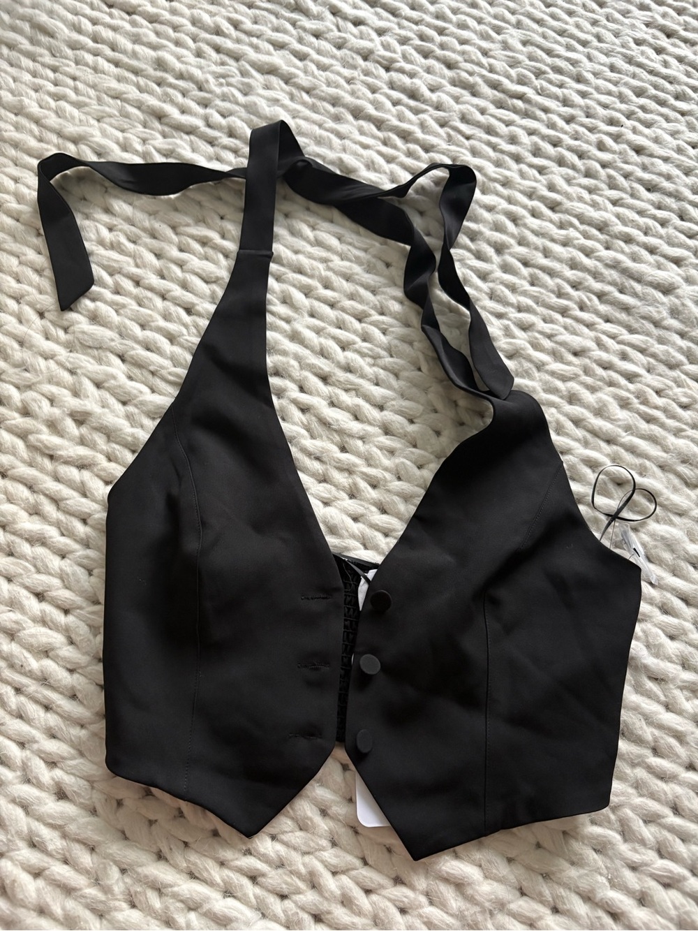 Olia
Black Halter Crop Top with Smocked Back
Small
NWT